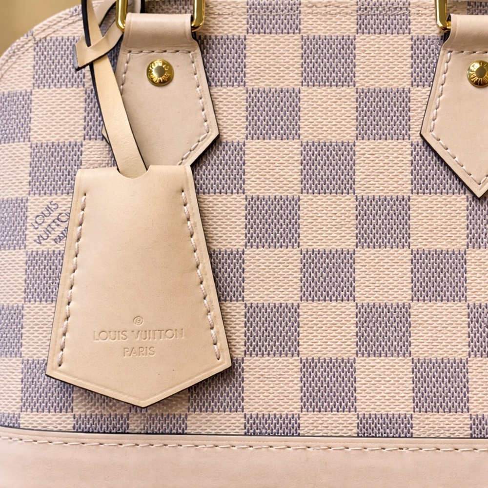 💯 Authentic Louis Vuitton Alma BB Damier Azur Braided Handles (Model N45294)Pink - Picture 8 of 17